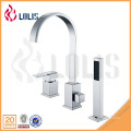 Three holes chrome bathroom hot cold water mixer tap